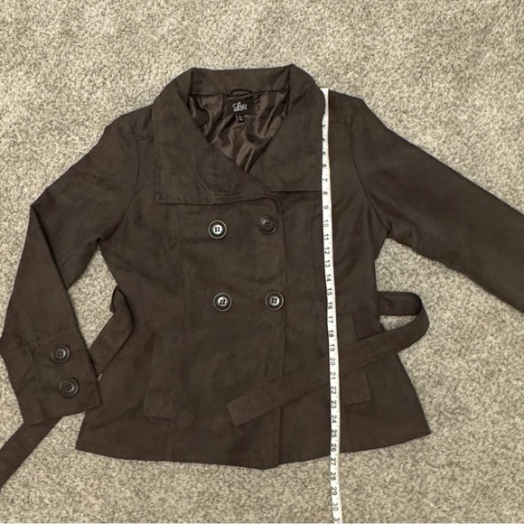 Luii Anthropologie soft faux suede double breasted lined jacket. Women's size L - Picture 13 of 15